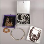 A quantity of mostly boxed costume jewellery. Including silver mounted abalone shell necklace, Breil