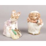 Two Beswick Ware Beatrix Potter figures. Mrs. Tiggy-winkle, Hunca Munca Sweeping.