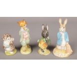 Four Beswick Beatrix Potter ceramic figures. Including Little Black Rabbit, Peter and the Red Pocket