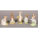 Five Beswick Beatrix Potter figures. Including Peter Rabbit, Benjamin ate a Lettuce Leaf, Mrs Flopsy