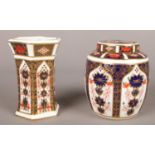 A Royal Crown Derby Imari pattern ginger jar, pattern number 1128 along with a matching small