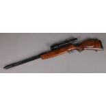 A BSA .22cal air rifle with Nikko Sterling scope. Cocks and fires. CANNOT POST.