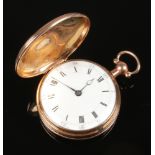 A George III 18ct gold full hunter fusee pocket watch. Hallmarks for London 1808. Case and glass