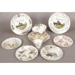A box of ceramics. Including Royal Albert Country Walk Collection cabinet plates, Colcough