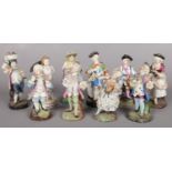 A quantity of 19th century ceramic figures. Including an Ernst Bohne example, etc. Some damaged