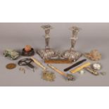 A quantity of collectables. Including Ivory Stanhope formed as an umbrella, bone letter opener,