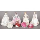 A collection of eight Royal Doulton figurines. To include four large (Rebecca HN 2805, Gillian HN