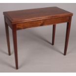 A square mahogany fold over card table with felt insert. Height: 72cm, Width: 92cm