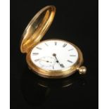 An early 20th century 18ct gold full hunter pocket watch. Monogrammed to front of case. Missing