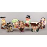 A collection of character jugs (7). Royal Doulton - Happy John, Sairey Gamp, Old Charley D5420,