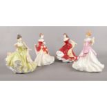 Four Royal Doulton Pretty ladies figurines. Spring Ball HN 5467, Summer Ball HN 5464, Autumn Ball HN
