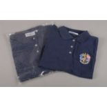 Two Ryder Cup 2001 gold polo shirts. This tournament was cancelled following the events of 9:11, and