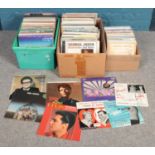 Two boxes of 12 inch LP records and a box of 10 inch LPs. Including Elvis, Cliff Richard, Roy