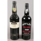 Two bottles of vintage port: Offley Boa Vista 1980 and Dow's Late Bottled Vintage 1995.