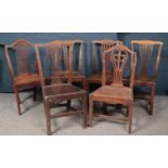 A harlequin set of six Georgian chairs. All with pierced backs.