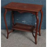 A mahogany two tier side table. With gallery border to the under tier. (68cm x 68cm x 40cm)