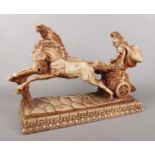 A Lorenzo Toni Roman Chariot Horses & Gladiator composite statue. 34cm height.