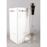 A Turkish boxed handcrafted Decorium glass decanter with Platinum decoration. H: 36.5cm.
