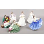 A collection of Royal Doulton figurines. (6) Elyse HN 2474, Elaine HN 2791, The Old Ballon Seller HN