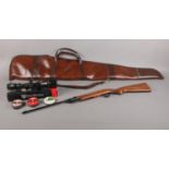 A cased Diana break barrel air rifle. Model no 23 177. To include a boxed Nikko Sterling Scope 4-