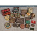 A box of vintage tins. Including Huntley & Palmers biscuits, W & R Jacob & Co, Lyons, etc.