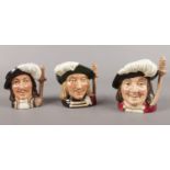 A collection of Royal Doulton character jugs.(3) The Three Musketeers, Porthos D 6453, Athos D 6452,
