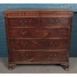 A large Georgian oak splitting chest of 2 over 3 drawers. (130cm x 134cm) In need a restoration.