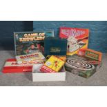 A quantity of board games. Monopoly, Game of Knowledge, Trivial Pursuit, Inclination, Intrigue,