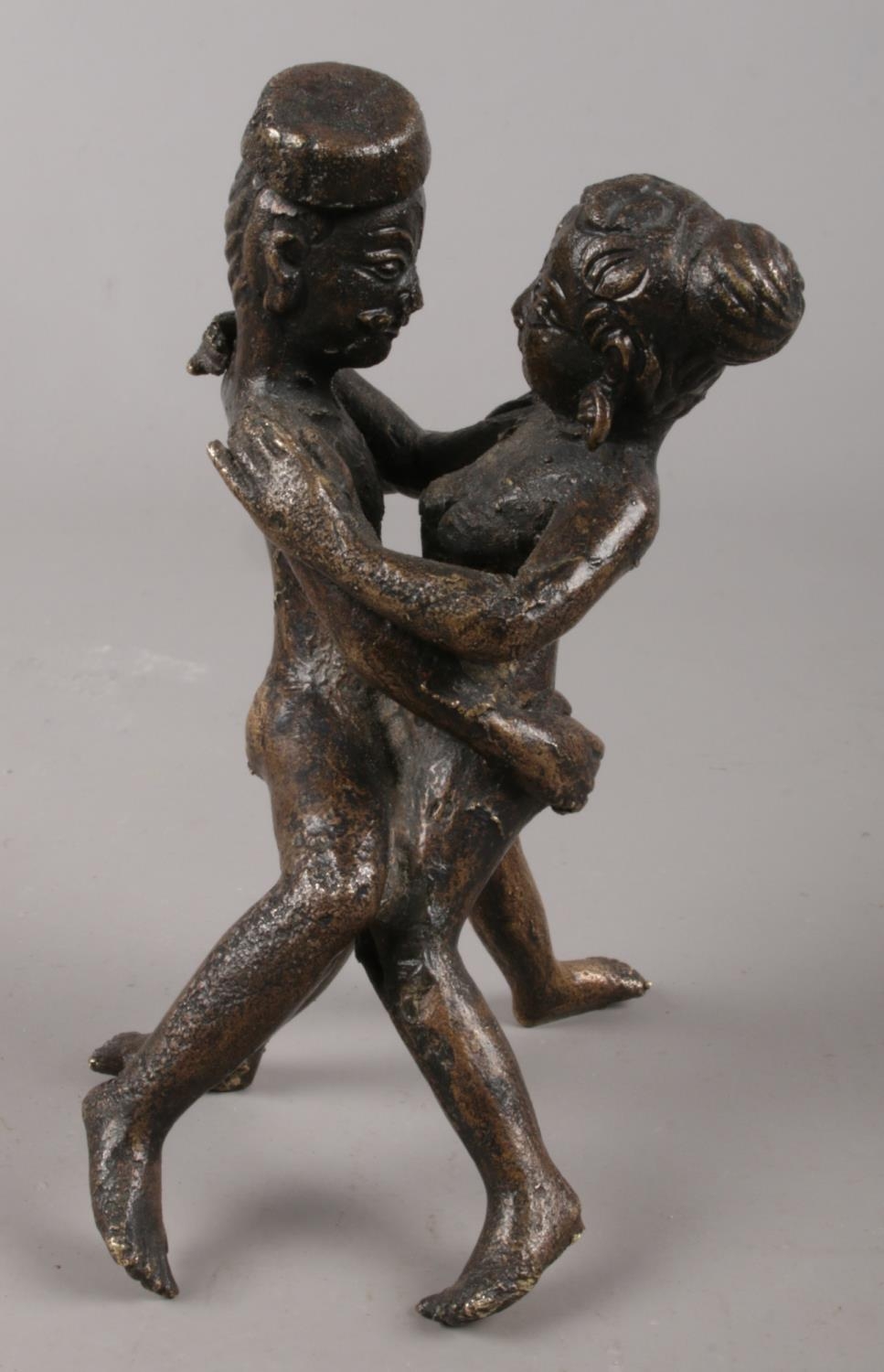 An Eastern cast bronze erotic figure group. 11cm. - Image 2 of 2