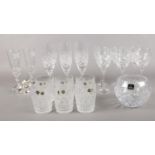 A collection of mainly Bohemia cut crystal ware. Tumblers, Champagne flutes etc To include a Royal