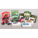 A collection of diecast vehicles. Includes Corgi and Lledo advertising examples, Eddie Stobart etc.