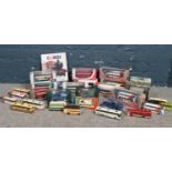 A box of die cast vehicles. Corgi The Original Omnibus 97839 Leyland PD1A (boxed), Corgi Jaguar XJR9