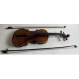 A 14 inch FIDDLE in need of TLC, comes with 2 bows