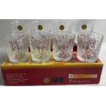 Two 4 packs of large and small crystal glasses still in their original boxes by CHANTILLY AND