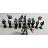 Vintage Box Plastic Soldiers WWII German KRIEGSMARINE MARCHING PARTY with Swastika Banners