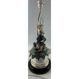 HIGHLY DECORATIVE table lamp with a base of a boy fishing (very successfully!), Slight crack to