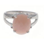 White gold 375 stamped dress ring with pink multi-faceted stone ring size R, weight 6.10g gross