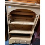 An IMPRESSIVE ANTIQUE LOOK pine wall cabinet with two shelves and two drawers approx 3ft height x