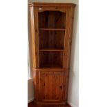 Pine corner display cabinet 180cm tall x 2.25ft wide x 18” depth