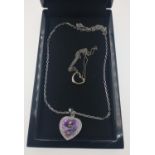 A CHISHOLM HUNTER boxed 375 stamped white gold necklace with a heart shaped pendant with also