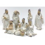 THE EIGHT IMMORTALS from Chinese mythology, delightful figures, the tallest being 13cm approx.