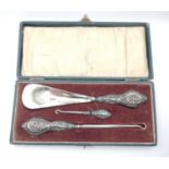 For the discerning lady - a set of ANTIQUE SHEFFIELD STEEL items to include a shoe horn plus