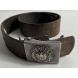 Original WEHRMACHT original belt buckle "GOTT MIT UNS" and leather belt 33" long approx