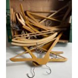 A mixed box of QUALITY wooden clothes hangers to include 6 for hanging trousers (from the days