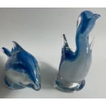 RARE TWEEDSMUIR GLASS Duck and Dolphin glass ornaments tallest 12cm high approx