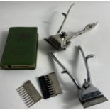 TWO SETS OF BOXED HAIR CLIPPERS BY BURMAN AND ANTIQUE MUNDAS and an old Post Office savings bank