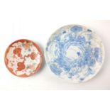 A most beautiful blue and white ceramic 19th century small plate with raised plant-vein style,