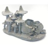 Very unusual studio pottery FOREST OF TOADSTOOLS 23cm wide made by CAROLINE GOW of DOWALLY CRAFT