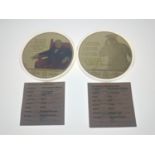 Two large gold plated proof commemorative Winston Churchill 2014 coins, 'My tastes are simple'