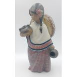 LLADRO young girl in Mexican/Central American style dress holding jug and water carrier with large